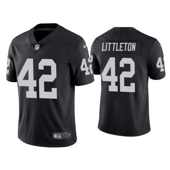 Men Oakland Raiders 42 Cory Littleton Nike Black Limited NFL Jersey